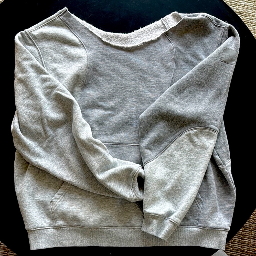 ALO Yoga Make Waves Gray Sweatshirt with Logo